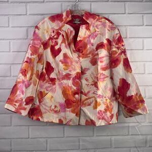 vintage 90s Anne Klein Collection jacket silk wool floral silver label runway 12
